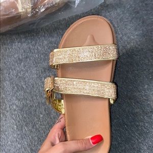 Never worn sparkly summer slides